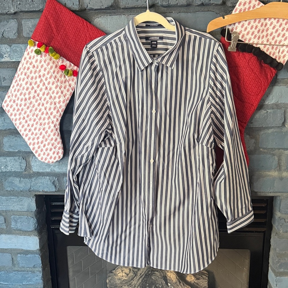 Lands End and White Striped Casual Shirt